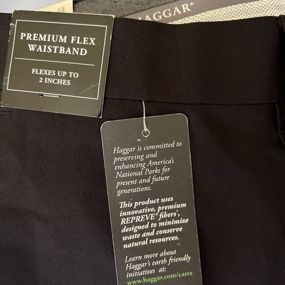 Haggar Premium Flex Dress Pant Sz 38x32 Black Slim Fit Stretch Wrinkle Free NWT - Picture 4 of 11